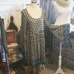 Velzera Boho Dress, in Black and White, Size M.